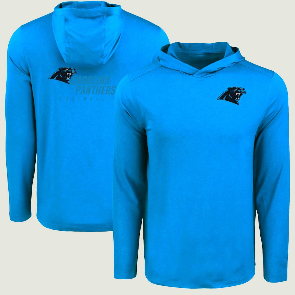 Men 2026 NFL Carolina Panthers Hooded long sleeved T-shirt blue 05